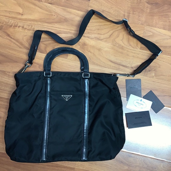Authentic Prada Tessuto Spazzolat Nylon Briefcase Crossbody Bag - Picture 1 of 16